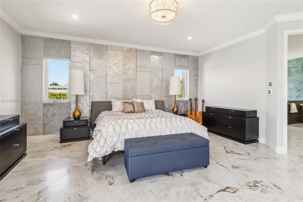 Bedroom, Interior, Marble, Recessed Lighting