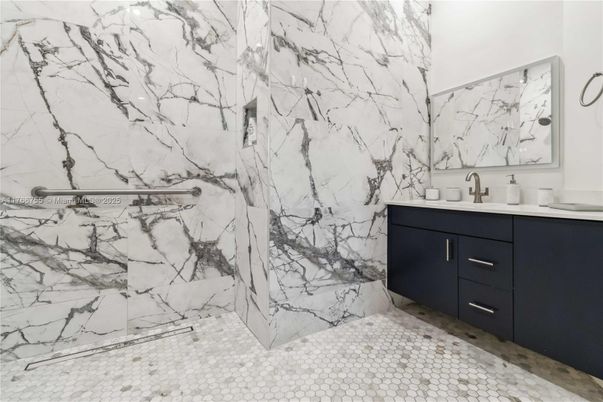 Bathroom, Glass Shower, Interior, Marble Walls