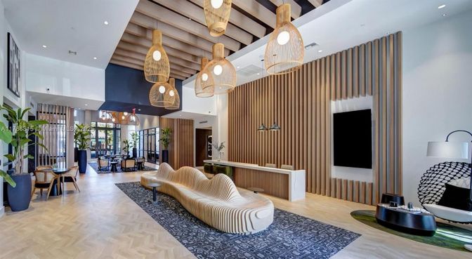 Dining room, Interior, Living room, Pendant Lights, Recessed Lighting, Wood Texture Flooring
