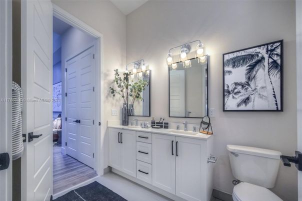 Bathroom, Dual Sink Vanities, Interior, Wood Texture Flooring