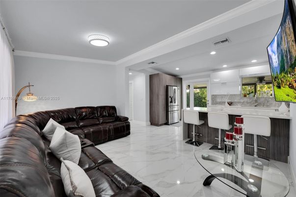 Interior, Kitchen, Living room, Marble, Recessed Lighting