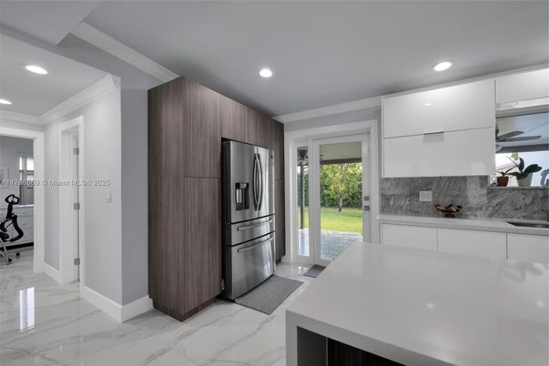 Interior, Kitchen, Marble, Recessed Lighting, Stainless Steel Appliances