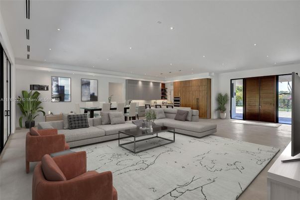 Dining room, Interior, Living room, Recessed Lighting, Wood Texture Flooring