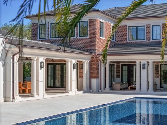 Exterior, Facade, Brick Facade, Pool, Queen Anne Victorian