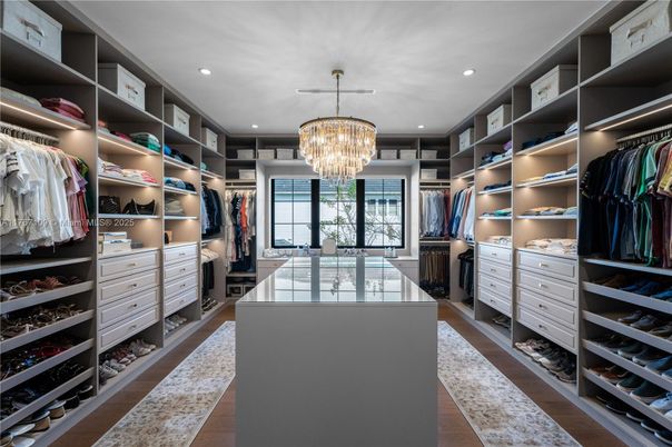 Chandelier, Interior, Recessed Lighting, Walk-in Closets, Wood Texture Flooring