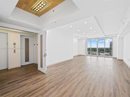 Empty room, Interior, Recessed Lighting, Wood Texture Flooring