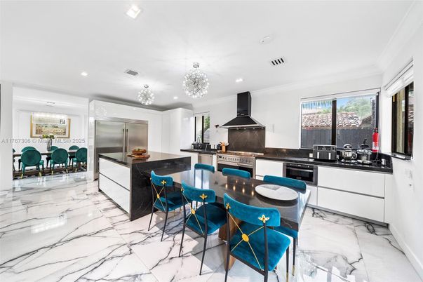 Interior, Kitchen, Marble, Recessed Lighting, Stainless Steel Appliances