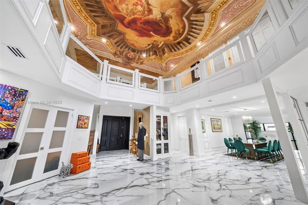 Dining room, Interior, Marble, Recessed Lighting, Wooden Ceilings