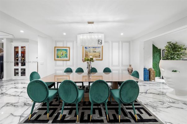 Dining room, Interior, Marble, Recessed Lighting