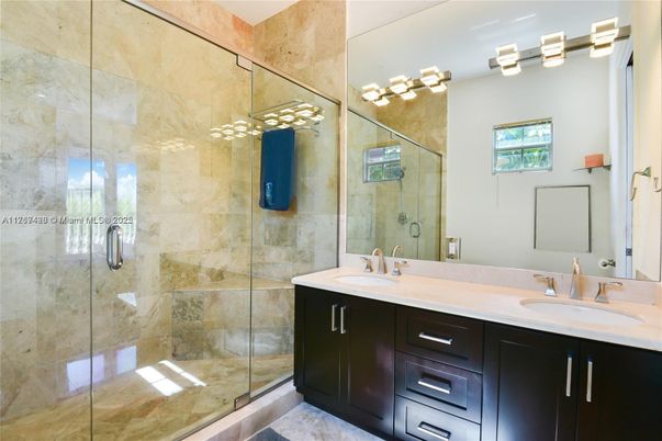 Bathroom, Dual Sink Vanities, Glass Shower, Interior