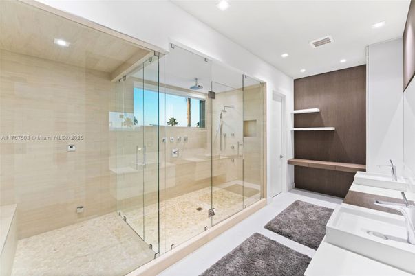 Bathroom, Glass Shower, Interior, Recessed Lighting