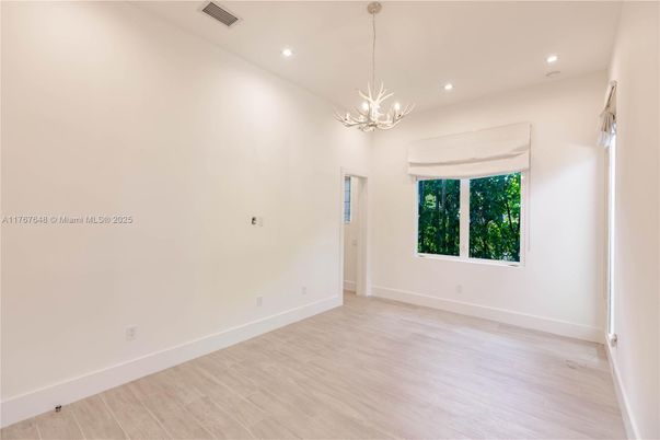 Empty room, Interior, Pendant Lights, Recessed Lighting, Wood Texture Flooring