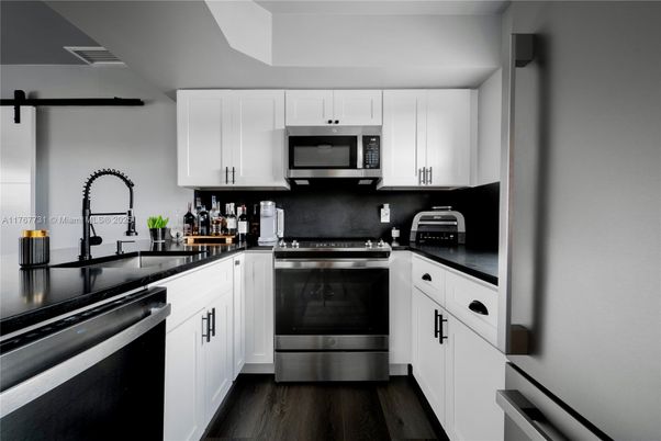 Interior, Kitchen, Stainless Steel Appliances, Wood Texture Flooring