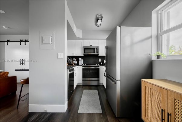 Interior, Kitchen, Stainless Steel Appliances, Wood Texture Flooring