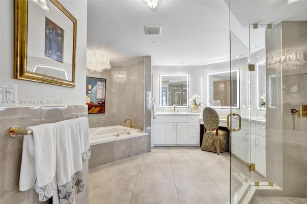 Bathroom, Glass Shower, Interior, Recessed Lighting