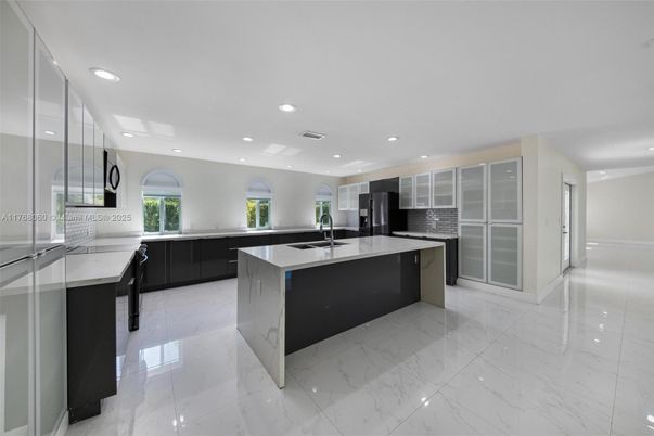 Interior, Kitchen, Marble, Recessed Lighting, Stainless Steel Appliances