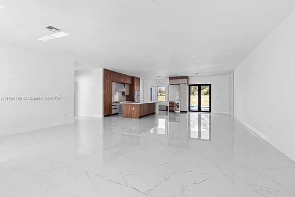 Empty room, Interior, Kitchen, Marble, Recessed Lighting