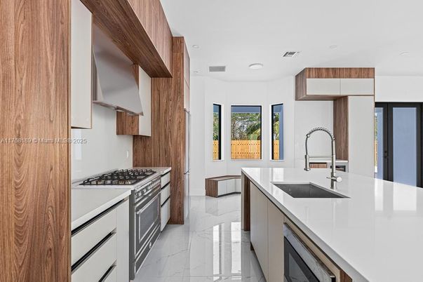 Interior, Kitchen, Marble, Recessed Lighting, Stainless Steel Appliances