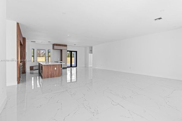 Empty room, Interior, Kitchen, Marble, Recessed Lighting