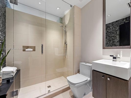 Bathroom, Glass Shower, Interior, Recessed Lighting