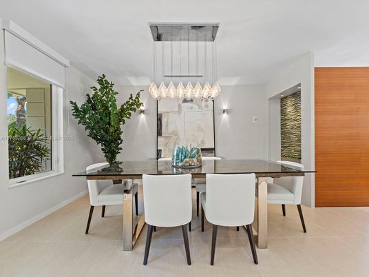 Dining room, Interior, Marble Walls, Pendant Lights
