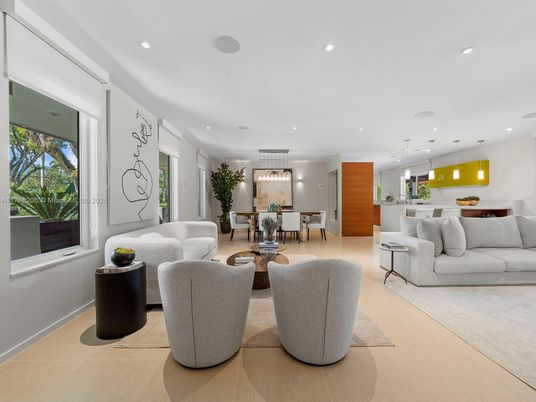 Dining room, Interior, Kitchen, Living room, Pendant Lights, Recessed Lighting