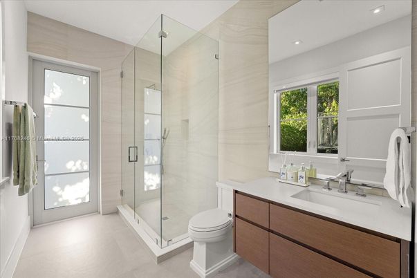 Bathroom, Glass Shower, Interior, Recessed Lighting