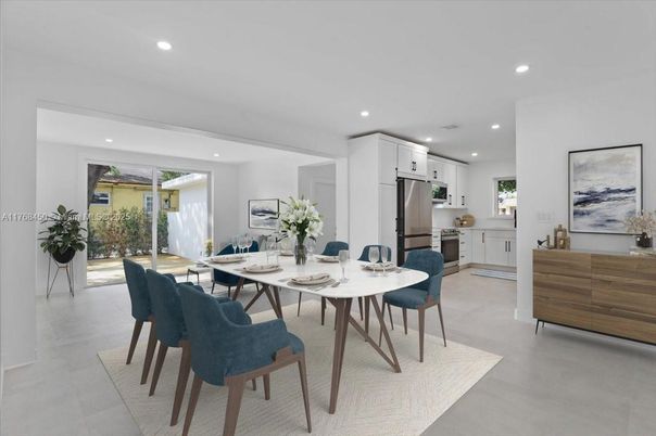 Dining room, Interior, Kitchen, Recessed Lighting, Stainless Steel Appliances