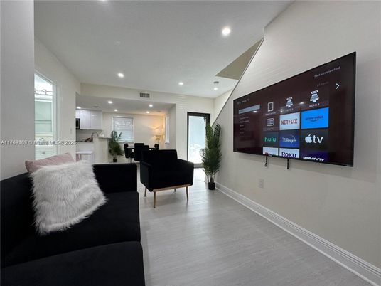 Interior, Living room, Recessed Lighting, Wood Texture Flooring