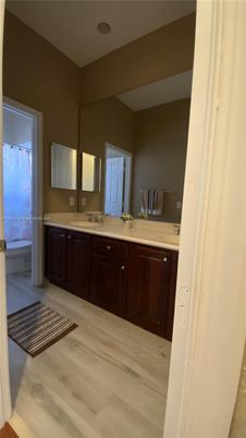 Bathroom, Dual Sink Vanities, Interior, Wood Texture Flooring