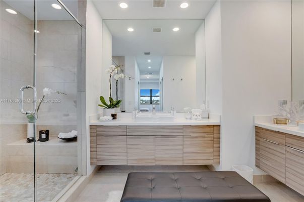 Bathroom, Glass Shower, Interior, Recessed Lighting