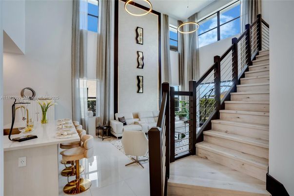 Interior, Living room, Pendant Lights, Wood Texture Flooring