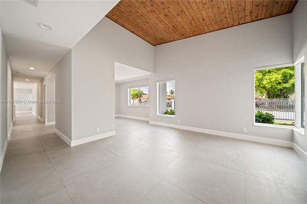 Empty room, Interior, Recessed Lighting, Wooden Ceilings