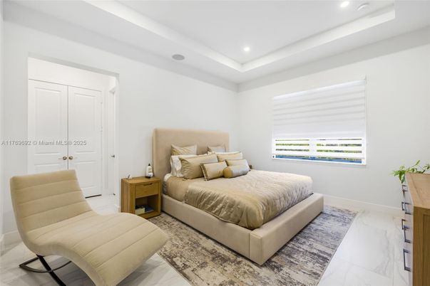 Bedroom, Interior, Marble, Recessed Lighting