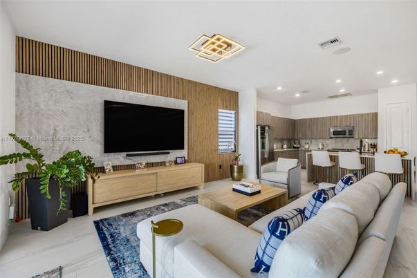 Interior, Kitchen, Living room, Marble, Recessed Lighting, Stainless Steel Appliances