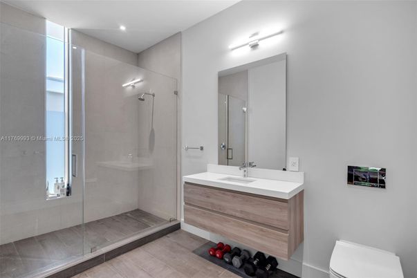 Bathroom, Glass Shower, Interior, Recessed Lighting
