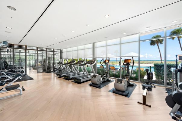 Fitness Equipment, Gym, Interior, Recessed Lighting, Wood Texture Flooring