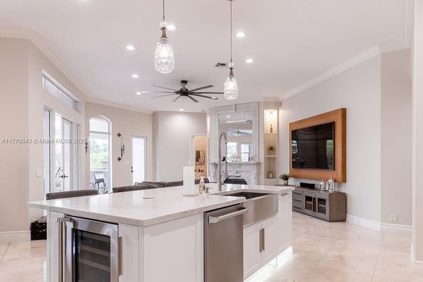 Interior, Kitchen, Pendant Lights, Recessed Lighting, Stainless Steel Appliances