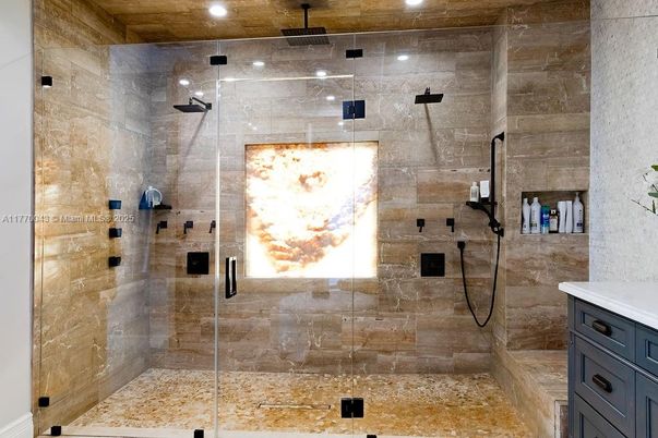 Bathroom, Glass Shower, Interior, Recessed Lighting