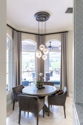 Dining room, Interior, Marble, Pendant Lights