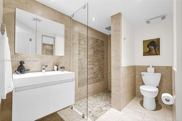 Bathroom, Glass Shower, Interior, Recessed Lighting