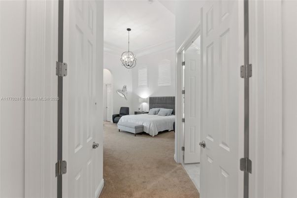 Bedroom, Chandelier, Interior