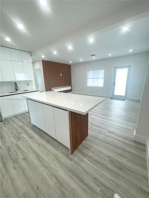 Interior, Kitchen, Recessed Lighting, Wood Texture Flooring