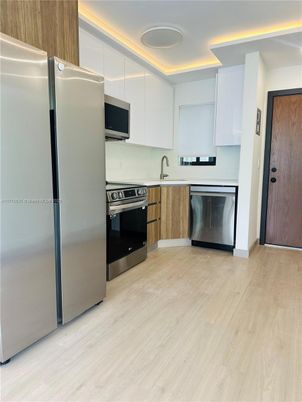 Interior, Kitchen, Stainless Steel Appliances, Wood Texture Flooring