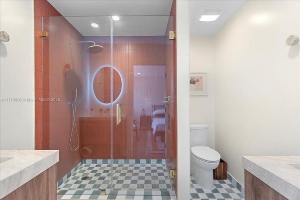 Bathroom, Glass Shower, Interior, Recessed Lighting