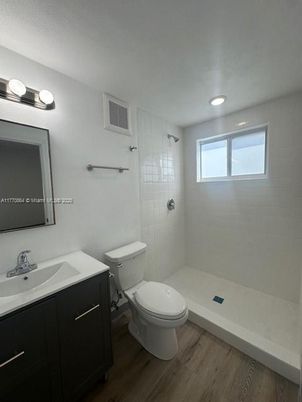 Bathroom, Interior, Recessed Lighting, Wood Texture Flooring