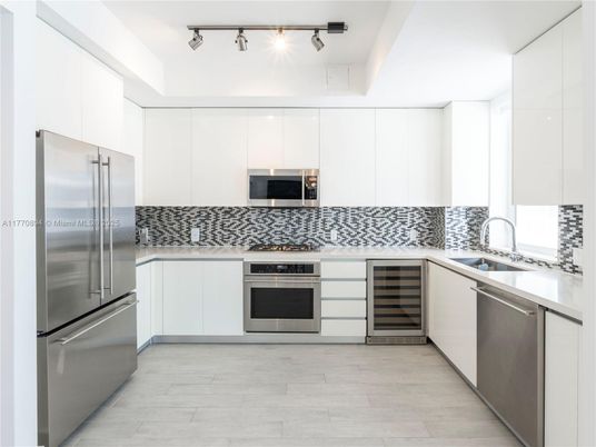 Interior, Kitchen, Stainless Steel Appliances, Wood Texture Flooring