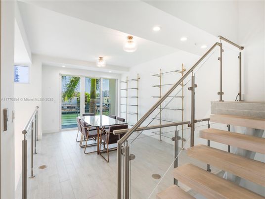 Dining room, Interior, Recessed Lighting, Wood Texture Flooring