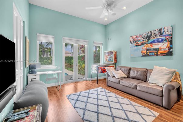 Home Office, Interior, Recessed Lighting, Wood Texture Flooring