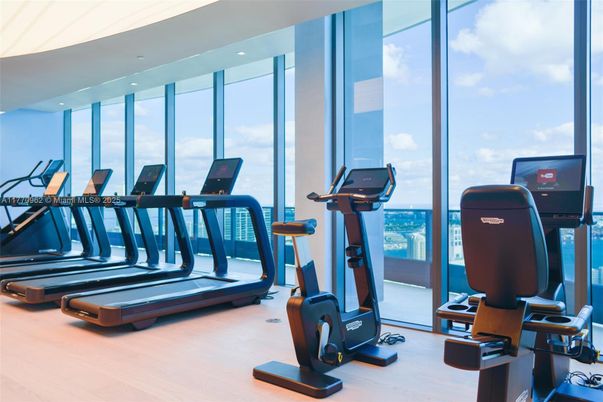 Fitness Equipment, Gym, Interior, Wood Texture Flooring